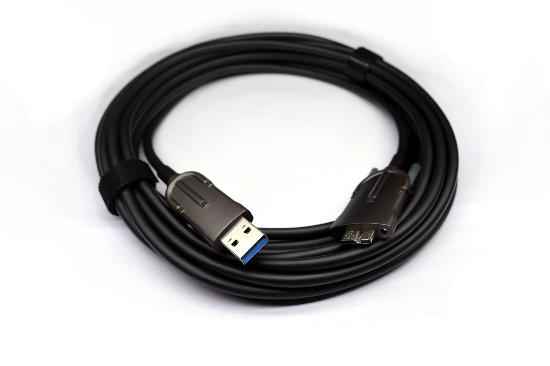 Активный оптический кабель USB3.0 тип A male — micro-B со стопорными винтами